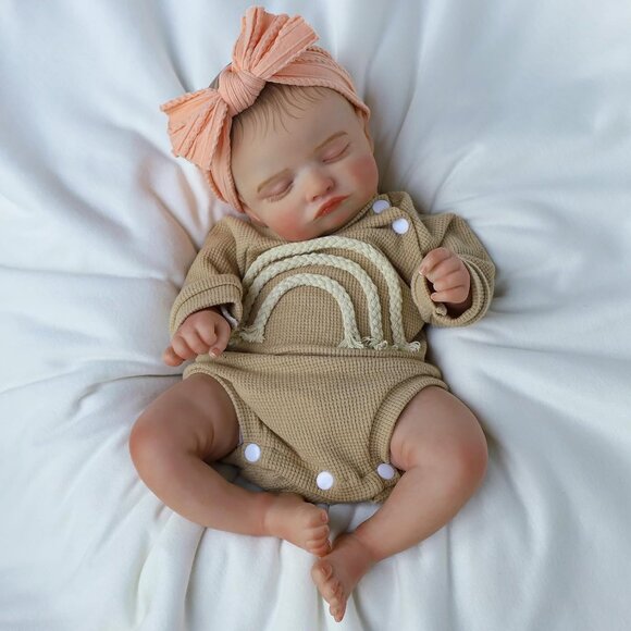 20 Inch Reborn Baby Doll Sleeping Realistic Newborn Soft Cloth Body Toy for Kids - Picture 5 of 7